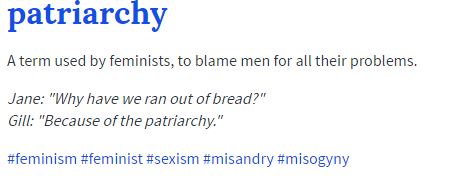 Urban dictionary patriarchy